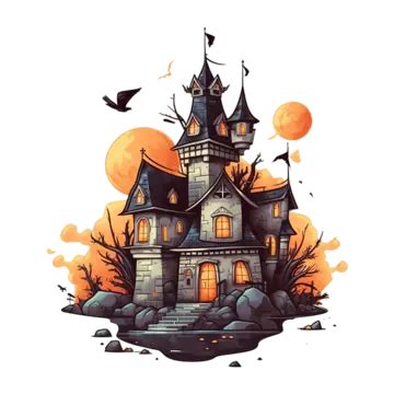 Ilustración De Castillo Espeluznante De Halloween PNG Víspera De