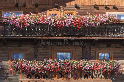 Balcony with flower boxes stock photo. Image of wood - 25857844