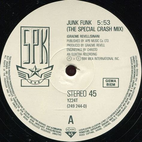 Spk Junk Funk The Special Crash Mix Vinyl 12 1984 Eu