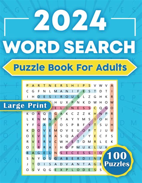 2024 Word Search Puzzle Book For Adults 100 Large Print Word Search Puzzle Games Activity Book