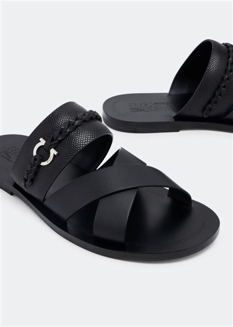 Ferragamo Leather Sandals For Men Black In Uae Level Shoes