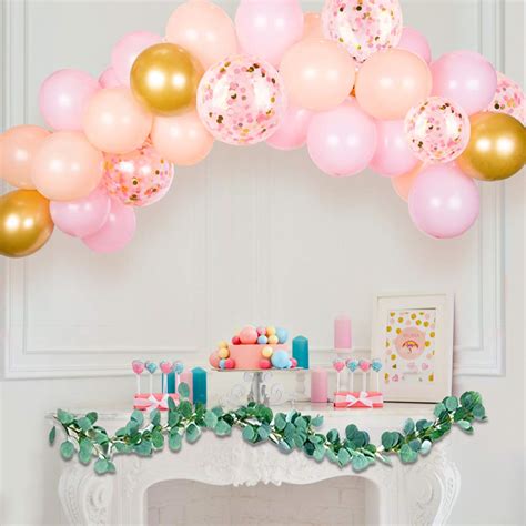 Buy Pink Balloon Garland With Artificial Greenery Garland Pink Gold