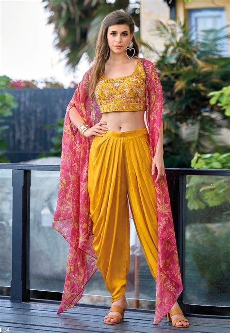 Mustard Satin Silk Dhoti Salwar Suit 270114