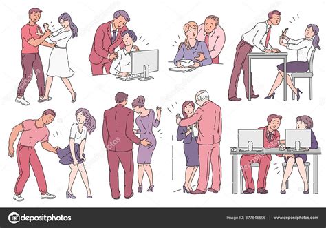 Set Of Men Sexually Harassing Women In Sketch Style Stock Vector Image By ©sabelskaya 377546596