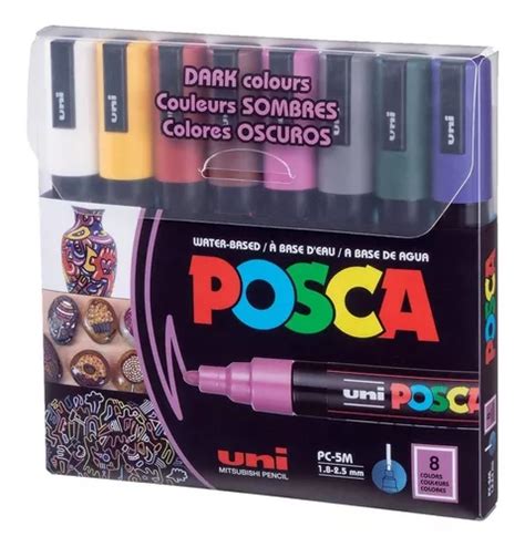 Set Uni Posca Marcador Pc M Colores Oscuros X