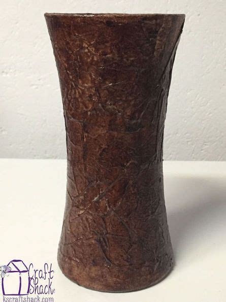 Decoupaged Brown Paper Bags On Flower Vases Brown Paper Bag Diy Vase