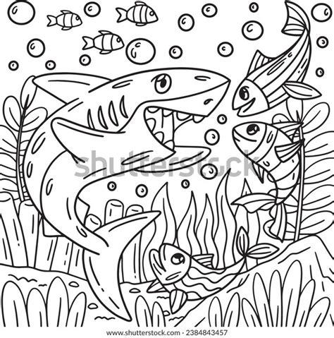 Shark Fish Friend Coloring Page Kids Stock Vector (Royalty Free ...