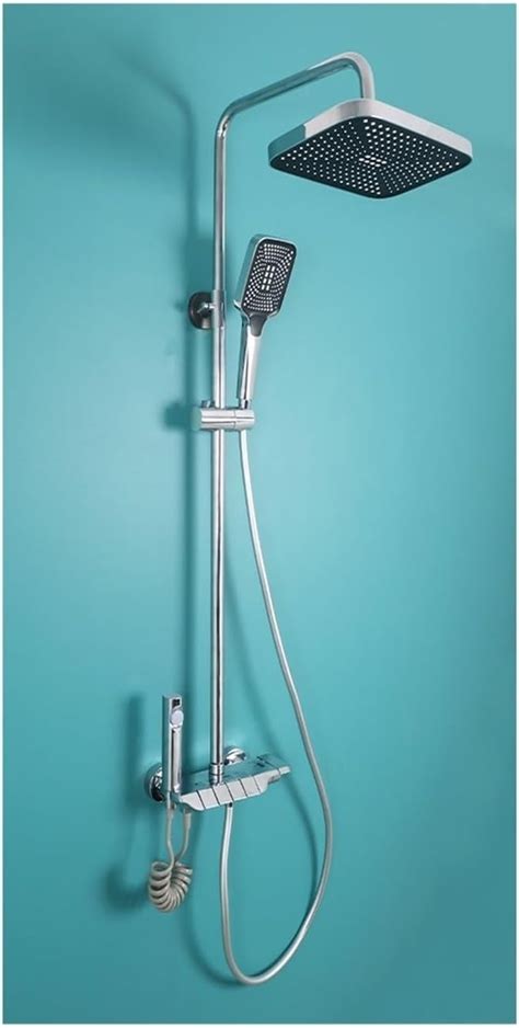 Rainfall Shower System LED Digital Shower Set Bathroom Hot Cold Mixer Shower System Wall Mount