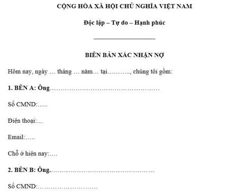 Mẫu mới nhất biên bản xác nhận công nợ năm 2025 Có được chuyển giao