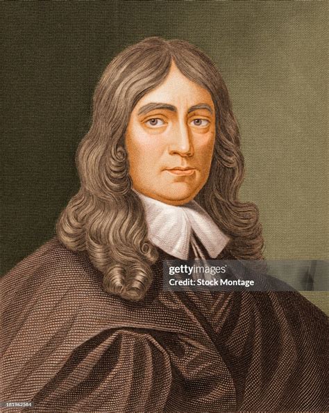Engraved portrait of British poet and politician John Milton , mid