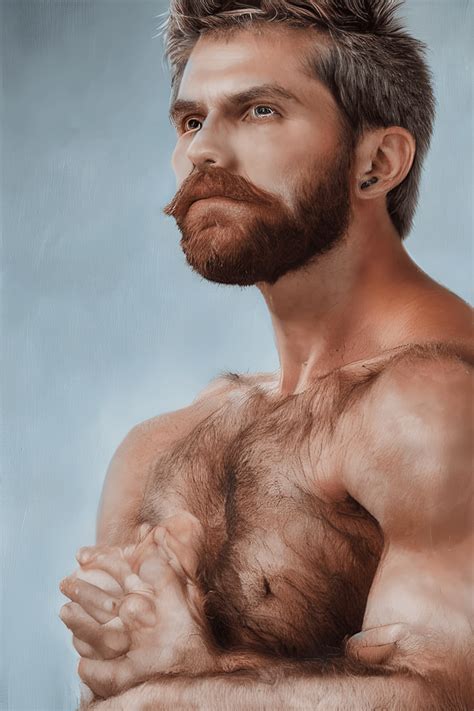 Stunning K Hyper Detailed Oil Panting Of A Bearded Gay Man Creative