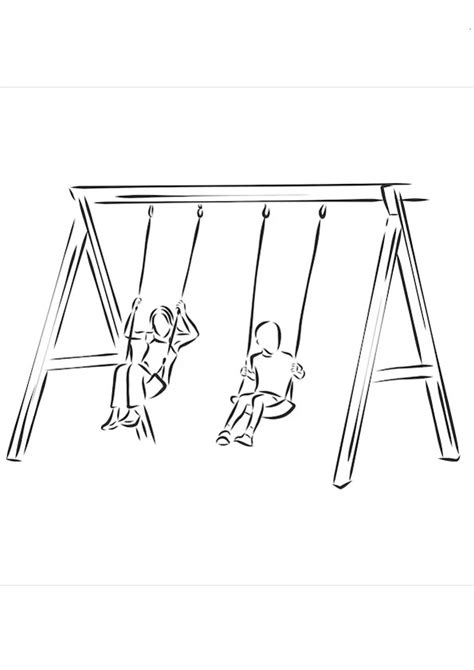 Coloring Pages Free Printable Swing Set Coloring Page