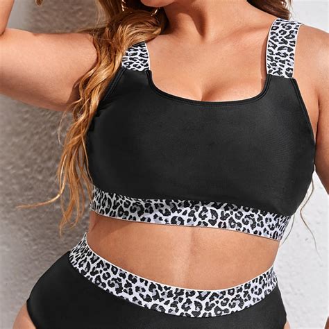 Xl Xl Splicing Bikini Plus Size Large Size Swimwear Women Swimsuit