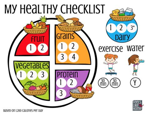printable  kids  track healthy eating feels  home