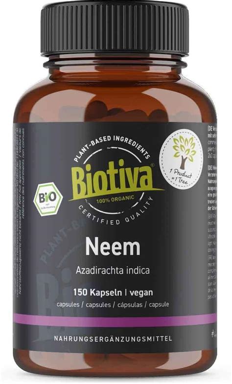 Biotiva Neem Capsules Organic Azadirachta Indica 150 Capsules 100