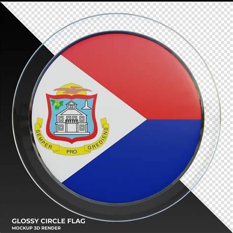 Bandeira de círculo brilhante texturizado 3d realista de sint maarten