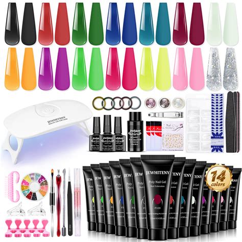 Amazon Jewhiteny Colors Poly Nail Gel Kit With U V Light Poly