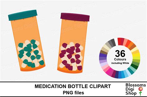 Medication Bottle Sticker Clipart Graphic By BlossomsDigiShop