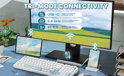 AJAZZ Hot Swappable Gasket Mechanical Gaming Keyboard With Custom Coiled USB C Cable Triple