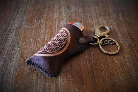 Tuis Porte Briquet Bic En Cuir Fleur De Vie Etsy France