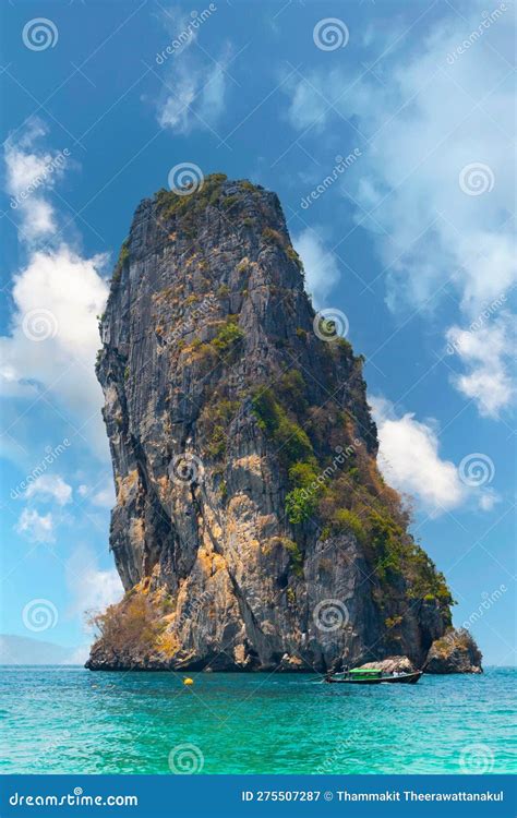 Focus Of Limestone Cliffs In Poda Island Koh Poda In Krabi Thailand