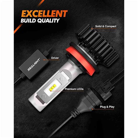 Sealight X H H H White Led Headlight Bulbs Pcs