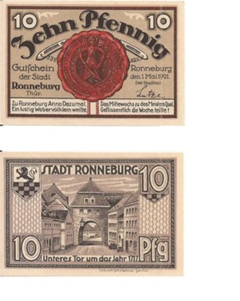 Pfennig Ciudad De Ronneburg Turingia Numista