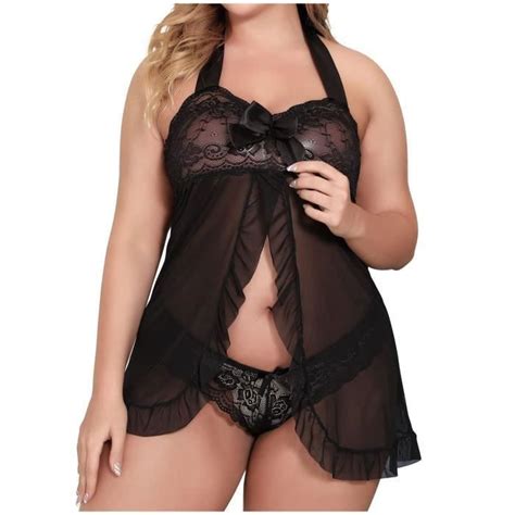 Ensemble de lingerie sexy grande taille lingerie sexy pour dames dentelle maille nœud noeud