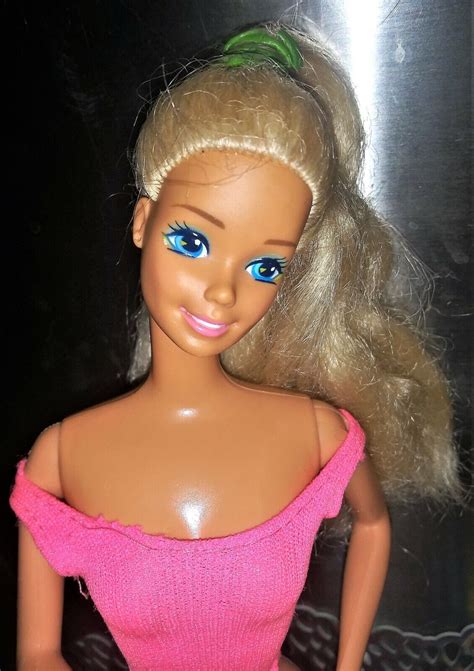 Barbie Mattel 1966 Body 1976 Head Blonde Blue Eyes Big Ring Tagged