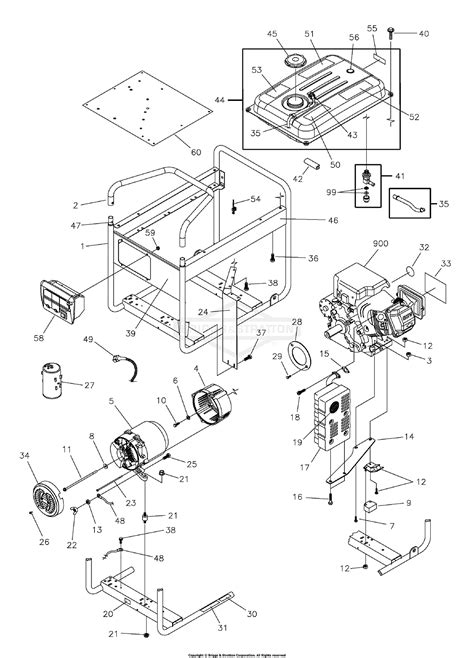 Briggs And Stratton Power Products 030446 0 5 500 Watt Troy Bilt Parts Diagram For Main Unit