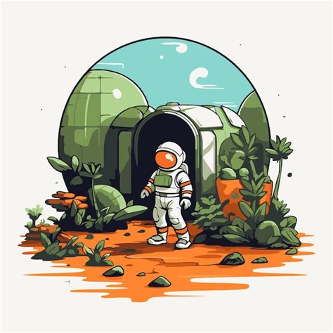 Premium Vector Astronaut In A Green Tunnel Vector Illustration In