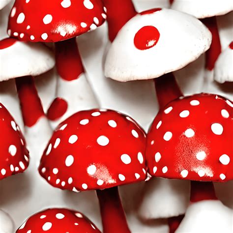 Red And White Polka Dot Mushroom Pattern · Creative Fabrica