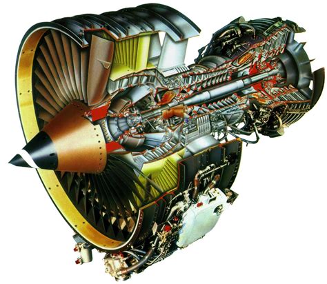 CFM56 turbofan aircraft engine Cutaway Drawing in High quality