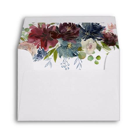 Burgundy Floral And Greenery Self Addressed Rsvp Envelope Zazzle