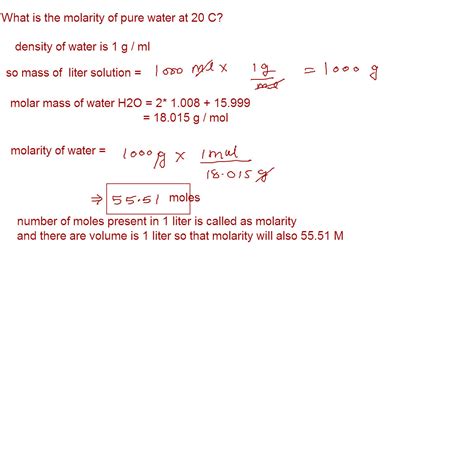 Online Mathematics and Chemistry Help: What is the molarity of pure
