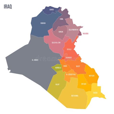 Iraq Political Map of Administrative Divisions Stock Vector - Illustration of unit, land: 289717081