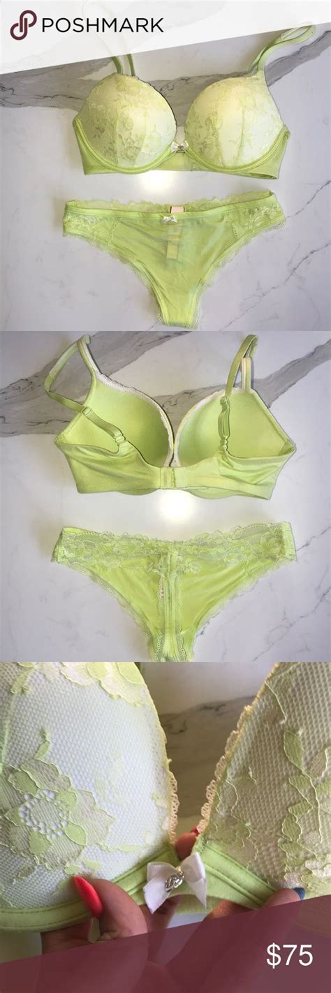 Vs Matching Set Of Lacey Lime Green Bra And Panty 🍈 Authentic Victorias