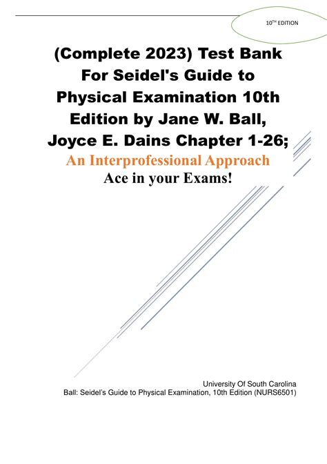 Complete Test Bank For Seidel S Guide To Physical Examination