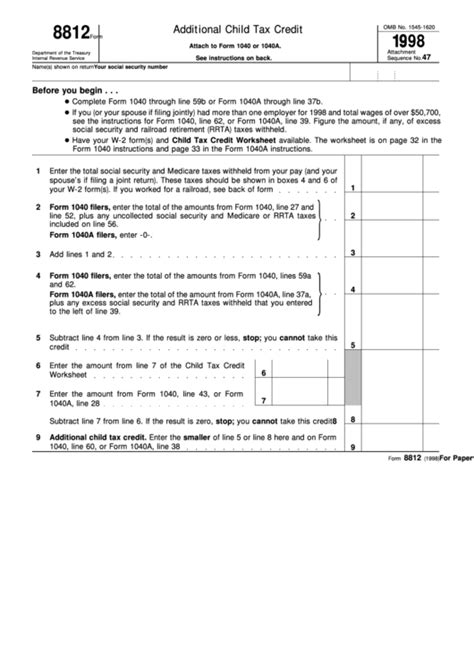 Schedule 8812 Credit Limit Worksheet A 8812 Credit Limit Wor