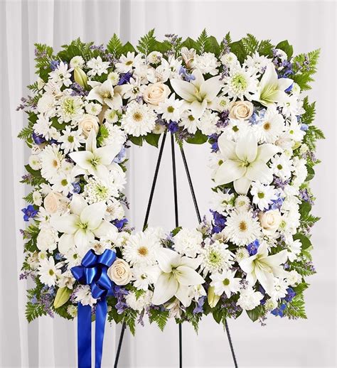 Sentimental Solace Wreath Blue And White 1800flowers