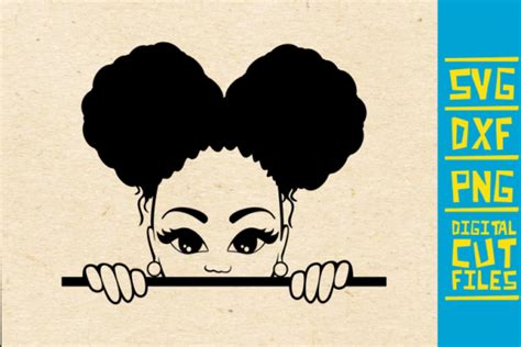 Free Peeking Girl Afro Puffs Svg Png Dxf Eps Cut File