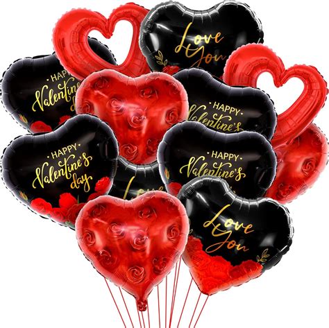 Katchon Black And Red Heart Shaped Balloons 18 Inch