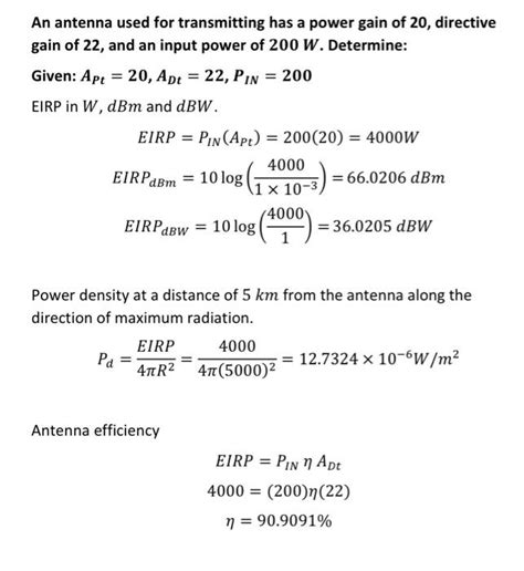 Solved 4 An Antenna Used For Transmitting Has A Power Gain Chegg