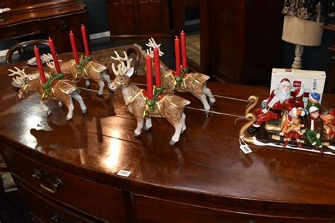 Vandb Christmas Porcelain Reindeer And Santa Sleigh Set Villeroy And Boch