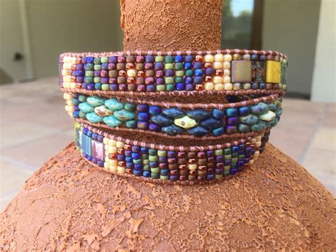 Sundance Boho Style Hand Loomed Beaded Leather Triple Wrap Etsy In