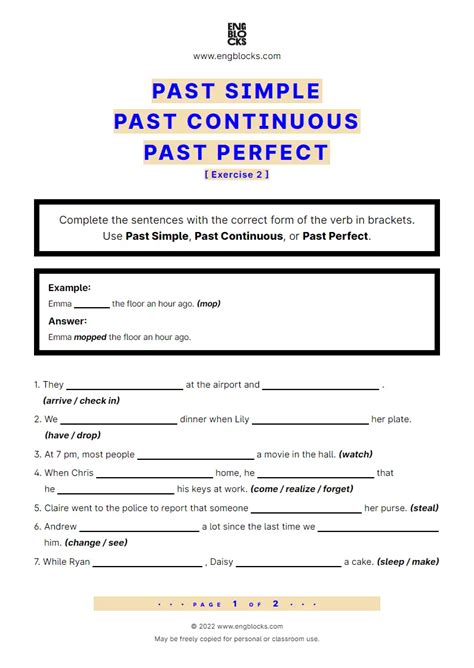 Past Simple Past Continuous Past Perfect — Exercise 1 Esl Worksheets