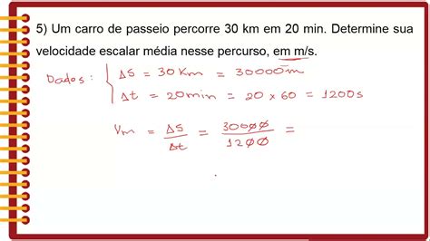 Exerc Cio Resolvido Velocidade M Dia Youtube