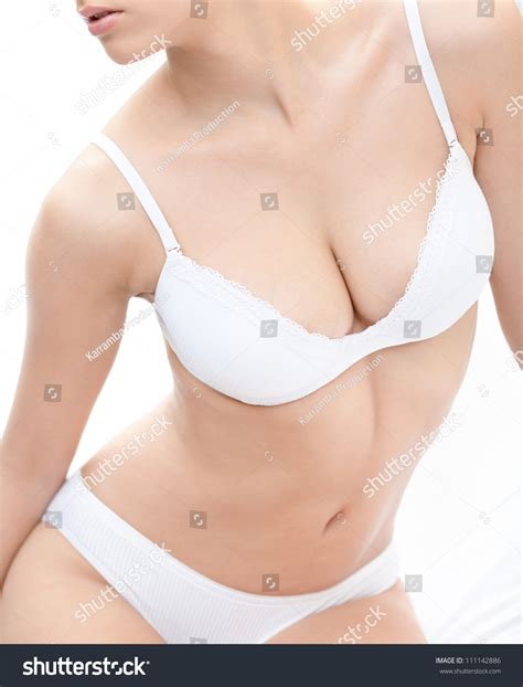 Body Halfnaked Woman White Underwear Isolated Stock Photo 111142886