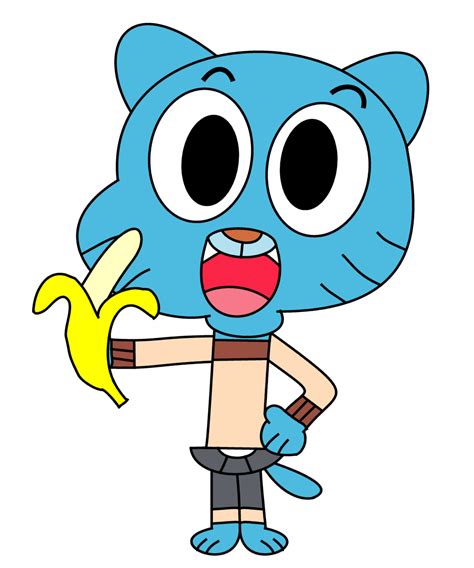 Gumball eating a banana by dev-catscratch on DeviantArt