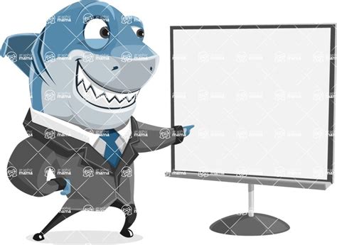 Shark Businessman Cartoon Vector Character Set Presentation 2